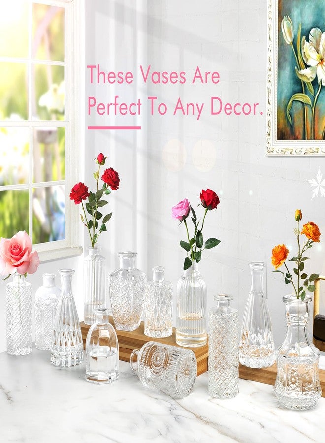 INFTYLE Glass Bud Vase Set of 12,Small Mini Clear Bud Vases in Bulk,Vintage Bud Vase,Glass Bottles Vase for Home Decor, Wedding Centerpieces Table Decor,Floral Arrangements,Dinning - Image 2